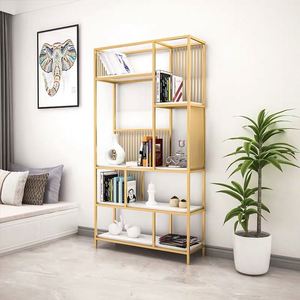 Il Formato su misura di Visualizzazione Libreria Cremagliera di Legno e Metallo Book Shelf <span class=keywords><strong>con</strong></span> Piano In Marmo - Product Image 5