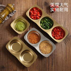 Vintage 304 Stainless Steel Condiment Dish Set 1 2 3 Compartment For <b>BBQ</b> Serving Solid Color Corrosion Resistance - Product Image 4