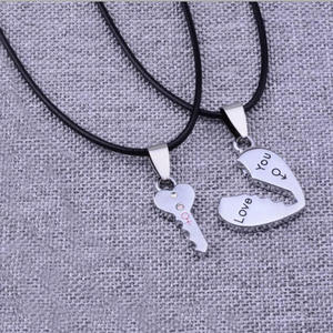 Vài mề đay tôi yêu bạn thép không gỉ Key Heart mề đay phù hợp với dây chuyền cho các cặp vợ chồng - Product Image 4