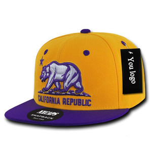 Gorra Snapback de Dos Tonos con Bordado de Logotipo Personalizado, Diseño de Oso, 6/7 Paneles, California Republic, <span class=keywords><strong>Gorras</strong></span> Snapbacks Impermeables con Adhesivo Personalizado - Product Image 1