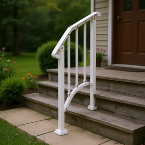 Corrimano ad Arco Retrò Bianchi per Scale Esterne a 1-2 Gradini, Componenti in Alluminio per Anziani, Portico e Terrazza - Product Image 2