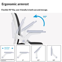 Chaise de bureau en maille, chaise d'ordinateur, chaise de bureau à domicile, chaise de dortoir, dossier confortable, réglable, pivotante et extensible pour étudiant
