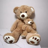 Set Boneka Teddy Bear Desain Ibu dan Bayi, Hewan Boneka Besar, Kain Super Lembut, Isi Kapas PP, Bordir Lucu untuk Anak Perempuan, Menyenangkan