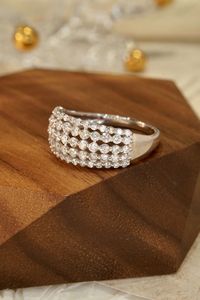 Anillo de Compromiso y Eternidad Xinfly de Oro Blanco de 18K con Diamante Natural de Corte Brillante Redondo para Mujer - Product Image 5