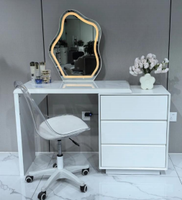 Ensemble de coiffeuse blanche compacte avec chaise et miroir éclairé pour la vente en gros
