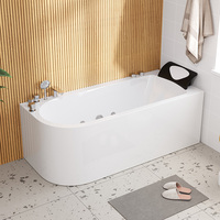 Bañera de Hidromasaje Moderna Independiente Grande con Jets y Grifo Incluidos, Bañera de Inmersión para Baño Principal