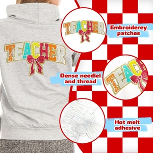 2025 moda Día del Maestro grandes parches de diseñador senior personalizados Chenille lentejuelas bordado brillo arco parches para ropa - Product Image 4