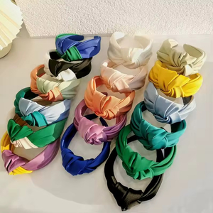 Wholesale <b>Headband</b> Hairbands Ins Textured Satin Headdress Luxury Wide Edge Knot <b>Headbands</b> for Women - Product Image 3