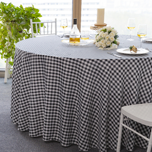 Custom 120 Inch <strong>Round</strong> Polyester Tablecloth Custom Logo Woven Restaurant Tablecloths With Plaid Design - Product Image 3