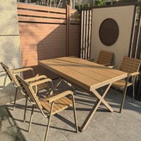 Ensemble table et chaises WPC minimaliste pour extérieur, imperméable et durable, idéal pour parc, patio, jardin, terrasse, balcon, salle à manger de loisirs