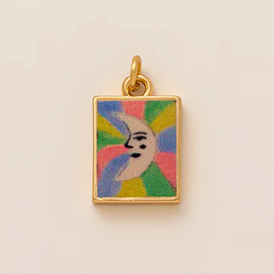 Miniature Art <b>Painting</b> Gallery | 18K <b>Gold</b> Plated Brass Frame Colorful Mini Canvas Charm for DIY Necklace Bracelet Jewelry Making - Product Image 5
