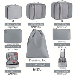 Wholesale 8pcs Packing Cubes Travel Organiser <b>Bags</b> for Clothes Shoes Toiletries Travel Luggage Organizers Storage <b>Bags</b> - Product Image 2