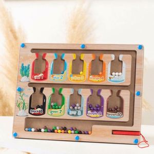 Activités éducatives pour garçons et filles, cadeau de Noël et d'anniversaire, jeu de plateau pour tout-petits, labyrinthe de couleurs et de nombres, puzzles en bois avec billes magnétiques - Product Image 3