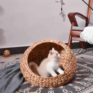 Lit pour animaux de compagnie en jacinthe d'eau naturelle tissée à la main frais et confortable pour se détendre en été lit pour chat durable et écologique - Product Image 6