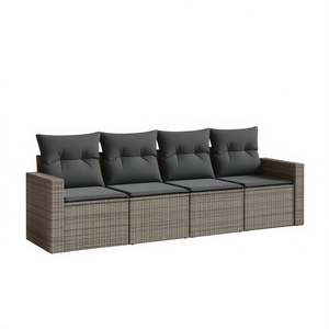 Dark <b>Grey</b> Rattan Garden Sofa Set 4 Seater Outdoor Furniture Contemporary Design Wicker <b>Frame</b> - Product Image 1