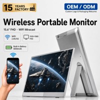 Moniteur portable sans fil 1080P FHD 15,6 pouces, batterie 8000 mAh, WiFi, écran miroir, Type-C HD pour ordinateur portable, téléphone, Switch, OEM personnalisé