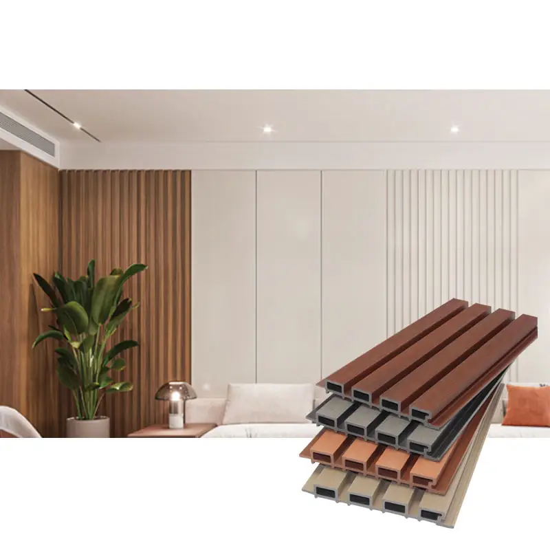 Interior Plastic Wooden Composite Covering Board Wainscoting Vinyl Timber Decorativo 3D Fluted Cladding Pvc Wpc Wall Panel