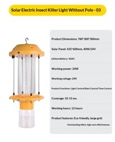 Lampe Solaire Anti-Nuisibles LED 24W 12V 12H Éclairage IP55 Étanche Batterie 40AH Durée de Vie 30000 Heures Contrôle des Nuisibles pour Verger et Ferme