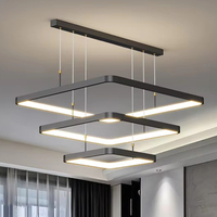 Lustre LED carré géométrique Pratique Restaurant Salon Suspension Usine Vente en gros Chambre à coucher Cuisine Îlot