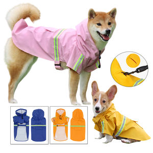Chaqueta de lluvia <span class=keywords><strong>para</strong></span> mascotas con escote ajustable, Poncho con capucha, rayas reflectantes, a prueba de viento, impermeable, con agujero <span class=keywords><strong>para</strong></span> correa - Product Image 1