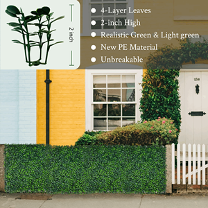 Lot de 10 panneaux muraux en herbe artificielle de 20 x 20 pouces - Panneaux en buis artificiel pour fond mural végétal, clôture de jardin, mariage, écran d'intimité - Product Image 3