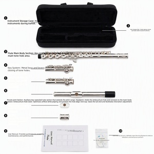 <span class=keywords><strong>Flauta</strong></span> Transversal JINBAO C de 16 Orificios, Llaves Cerradas, Plateada, de Níquel <span class=keywords><strong>Plata</strong></span>, con Estuche Rígido, Manual, para Práctica y Exámenes - Product Image 6
