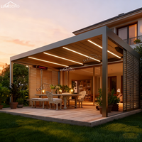Pergola Bioclimatique Moderne Extérieure LUMISONG Personnalisée en WPC 3x3m-4*8m Facilement Assemblable Noir/Argent/Blanc