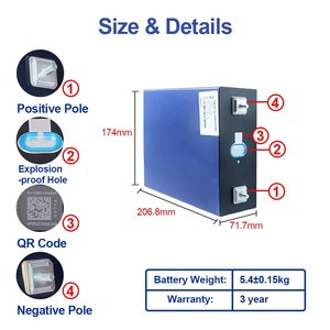 Pin LiFePO4 <span class=keywords><strong>3</strong></span>.2V 280Ah Loại A, 6000 Chu Kỳ, Dùng Cho Hệ Thống Lưu Trữ Năng Lượng Mặt Trời Tự Lắp Ráp - Product Image 6