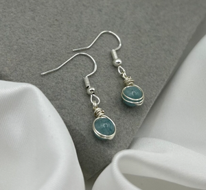 ต่างหูห้อยคริสตัลอความารีนสำหรับวันเกิดหินเดือนมีนาคม - Product Image 3