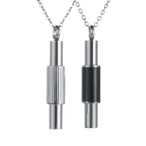 Vente en gros personnalisée en acier inoxydable noir bijoux souvenir masculin urne de crémation pendentif en cendres collier de balles