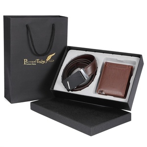 Ensemble Cadeau Portable <span class=keywords><strong>Portefeuille</strong></span> et Ceinture pour Hommes d'Affaires, Ceinture en Cuir Véritable avec Logo, Boucle de Ceinture de Marque pour Hommes, Courte, Marque MENGZHE - Product Image 3