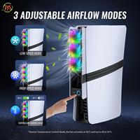 Pour PS5 Pro Slim Console ventilateur de refroidissement contrôle de température intelligent ventilateur arrière avec lumières RVB avec 3 vitesses réglables