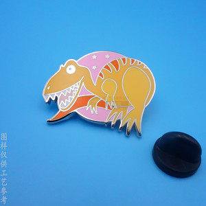 Broche de aleación de zinc con diseño de dinosaurio de dibujos animados, hecho a medida para niños, regalo con cierre de mariposa - Product Image 1