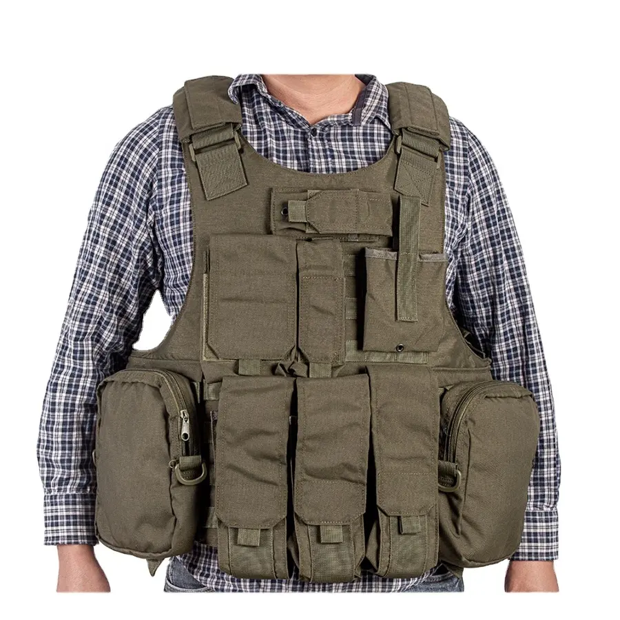 Olive Green Special Forces Wargame CS Tactical Combat Vest with Pouches