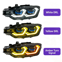 Para BMW Serie 3 F30 F35 2013-2018, Conjunto de Faros Delanteros Bi-LED Láser con Proyector, Estilo Deportivo Mejorado, Ojo Dorado, DRL de Doble Color
