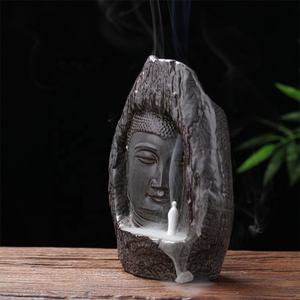 Decorazione della casa buddha testa statua in ceramica <span class=keywords><strong>cascata</strong></span> di <span class=keywords><strong>incenso</strong></span> - Product Image 1