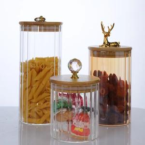 Barattolo da tè in vetro a <span class=keywords><strong>testa</strong></span> di <span class=keywords><strong>cervo</strong></span> a strisce con coperchio in plastica per la cucina cereali tè Snack caramelle per campeggio con sigillo ad anello di traino - Product Image 2