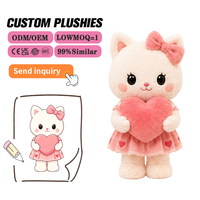 Peluche personnalisée chat mignon, animal en peluche OEM ODM, poupée en peluche douce personnalisée, oreiller chat cœur, cadeau pour enfants