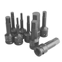 Jeu de douilles hexagonales 1/2 pouce H4 H5 H6 H8 H10 H12 H14 H17 H19, 9 pièces, 80 mm de long, en acier Cr-Mo phosphate noir