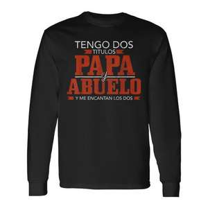 Dad And <b>Grandad</b> Spanish Father's Day Long Sleeve T-<b>Shirt</b> Black Men's Size M - Product Image 1
