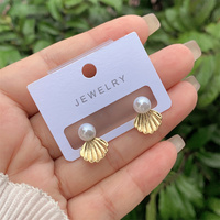 Boucles d'oreilles vintage à la mode en perles, unisexes, pour usage quotidien, géométriques en forme de cœur, plaquées or 18 carats, avec pendentif en zircon, idées cadeaux