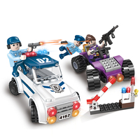 Briques éducatives en plastique COGO pour enfants, briques de construction de voitures de police, jouets de ville