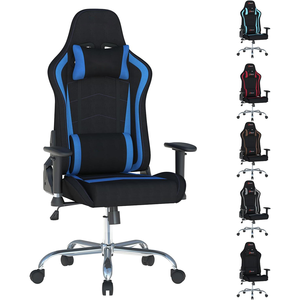 Chaise de jeu inclinable avec barre lumineuse LED RGB au design moderne, en cuir PU, échantillon gratuit pour les joueurs, vente en gros en usine bleue - Product Image 2