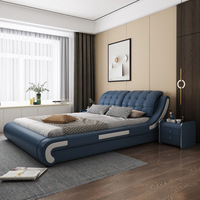 Lits rembourrés, fabricants de lits confortables, cadres de lit modernes en bois massif, taille King et Double, ensemble de meubles de chambre à coucher