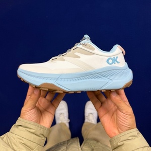 Chaussures de marche décontractées respirantes en mesh pour femmes HOKAS, à lacets, bleu clair et blanc, couleur unie, été, automne, hiver, semelle intermédiaire en EVA - Product Image 3