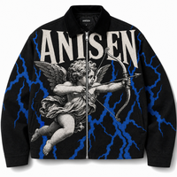 Vestes décontractées personnalisées en tapisserie, style streetwear, col rabattu, vêtements en gros, manteaux jacquard tissés à fermeture éclair pour hommes