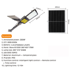 Lampadaires solaires LED en aluminium à haute luminosité, étanches IP66, pour extérieur, avec télécommande, alimentation par batterie, éclairage routier, haute performance CE RoHS - Product Image 5