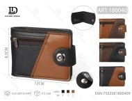 Portafoglio da Uomo in Vera Pelle con Bottone Singolo, Stile Minimalista Corto, Chiusura a Scatto, Fodera in PU, Design a Pannelli - Product Image 1