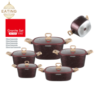 Nouveauté 2025 – Batterie de cuisine antiadhésive en gros, 10 pièces, ensemble de casseroles et poêles en granit, compatible induction, sans PFOA, poêles à frire et faitouts en fonte