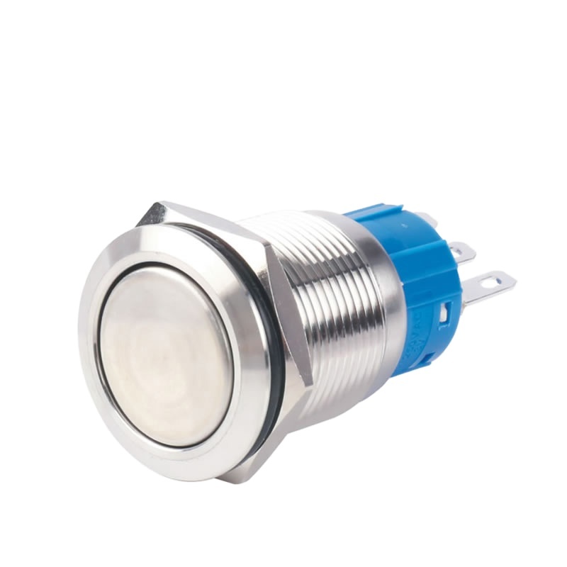 19C No Light Self-locking 19mm Metal Push Button With Stainless Steel